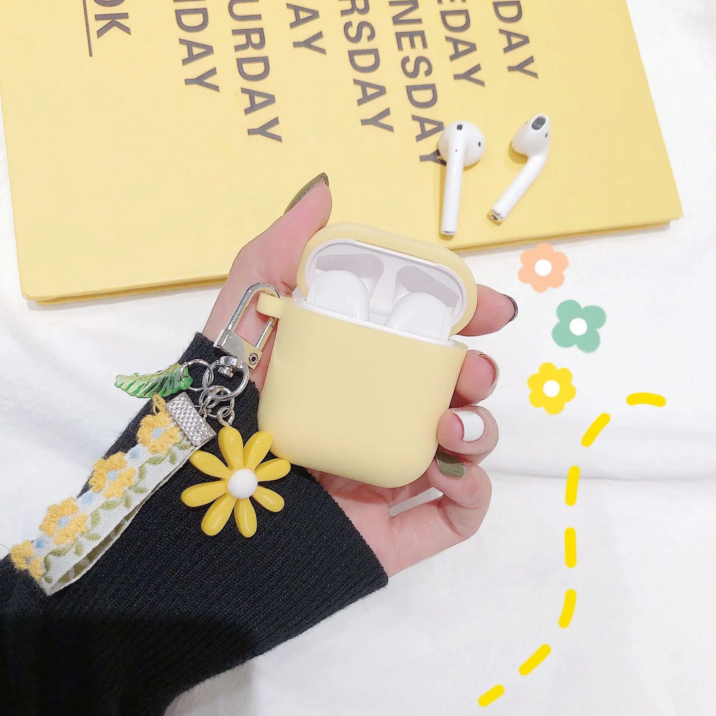 Liquid Silicone Floral AirPods Case for Wireless Earbuds