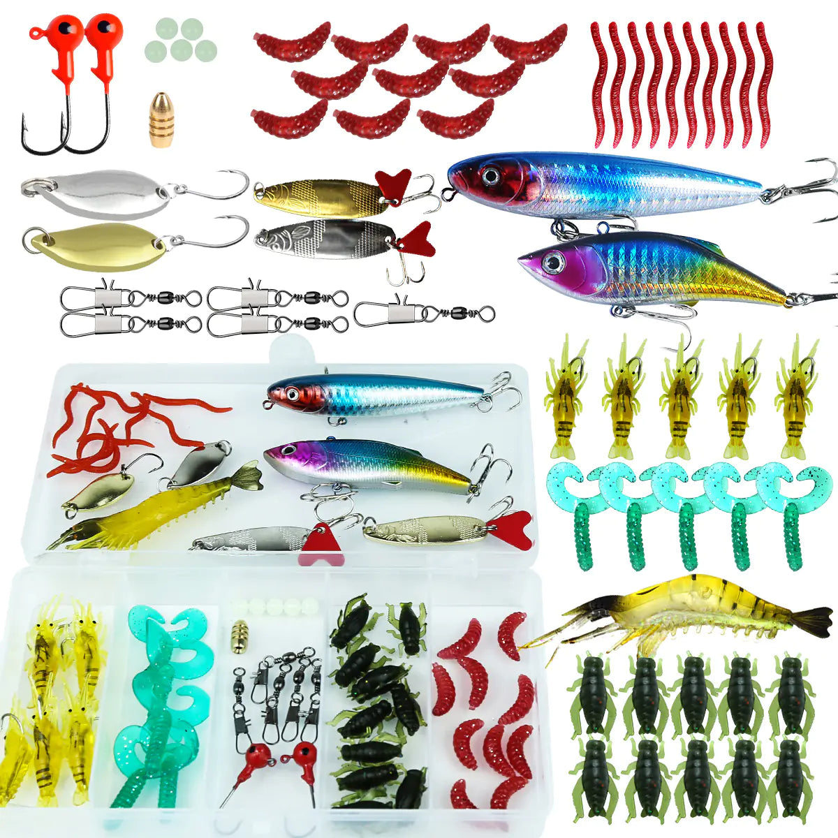 Lure Bait Set with Soft Baits and Minnow Combinations