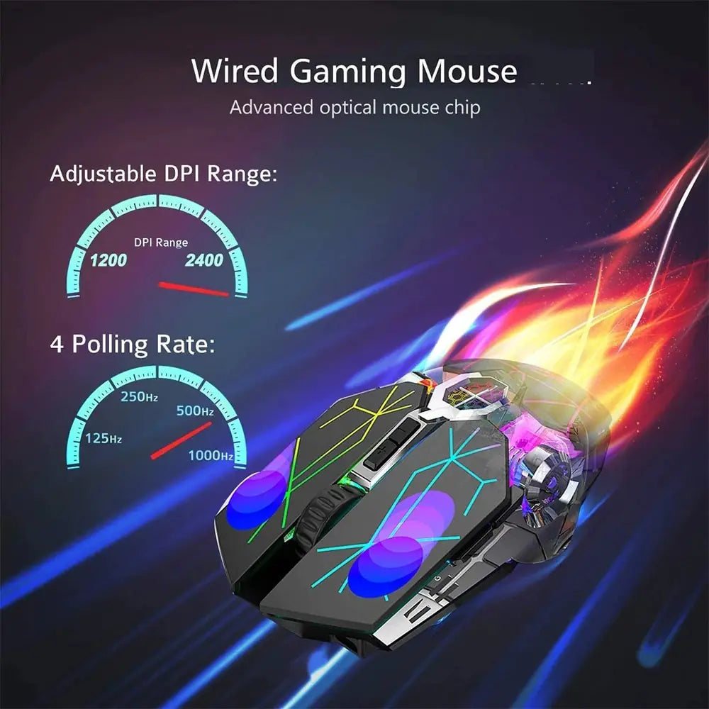 Wireless Rechargeable Gaming Mouse with RGB Lights