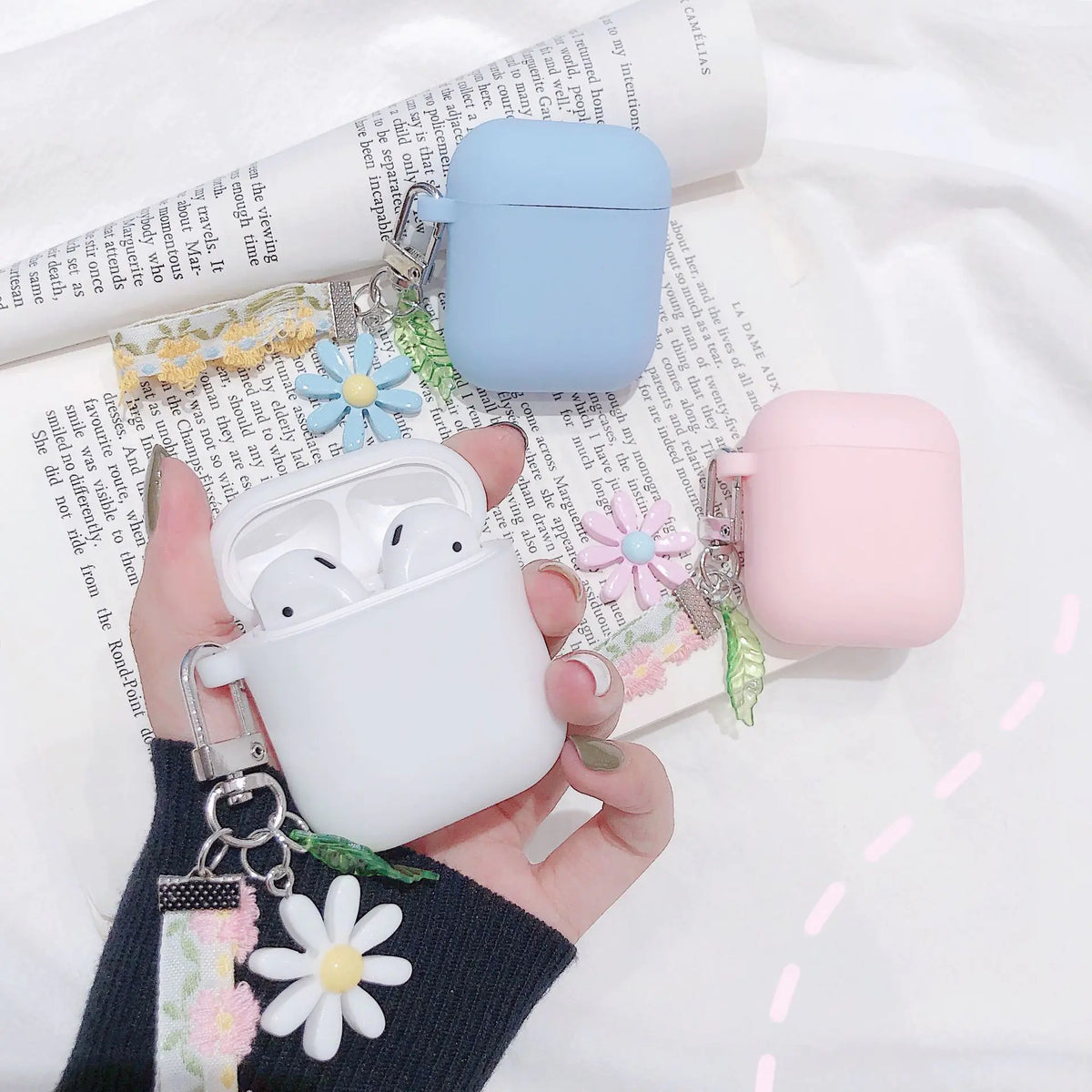 Liquid Silicone Floral AirPods Case for Wireless Earbuds