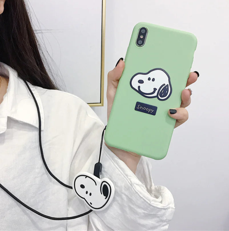 Cute Snoopy Phone Case with Stand and Protector