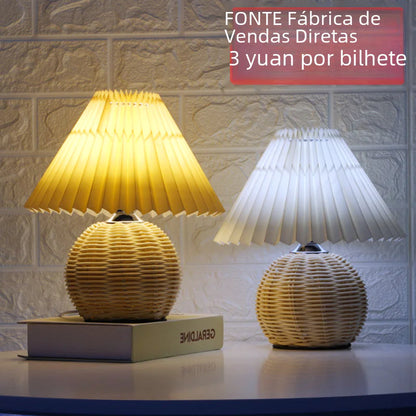 Nordic Pleated Table Lamp for Bedroom with LED Light