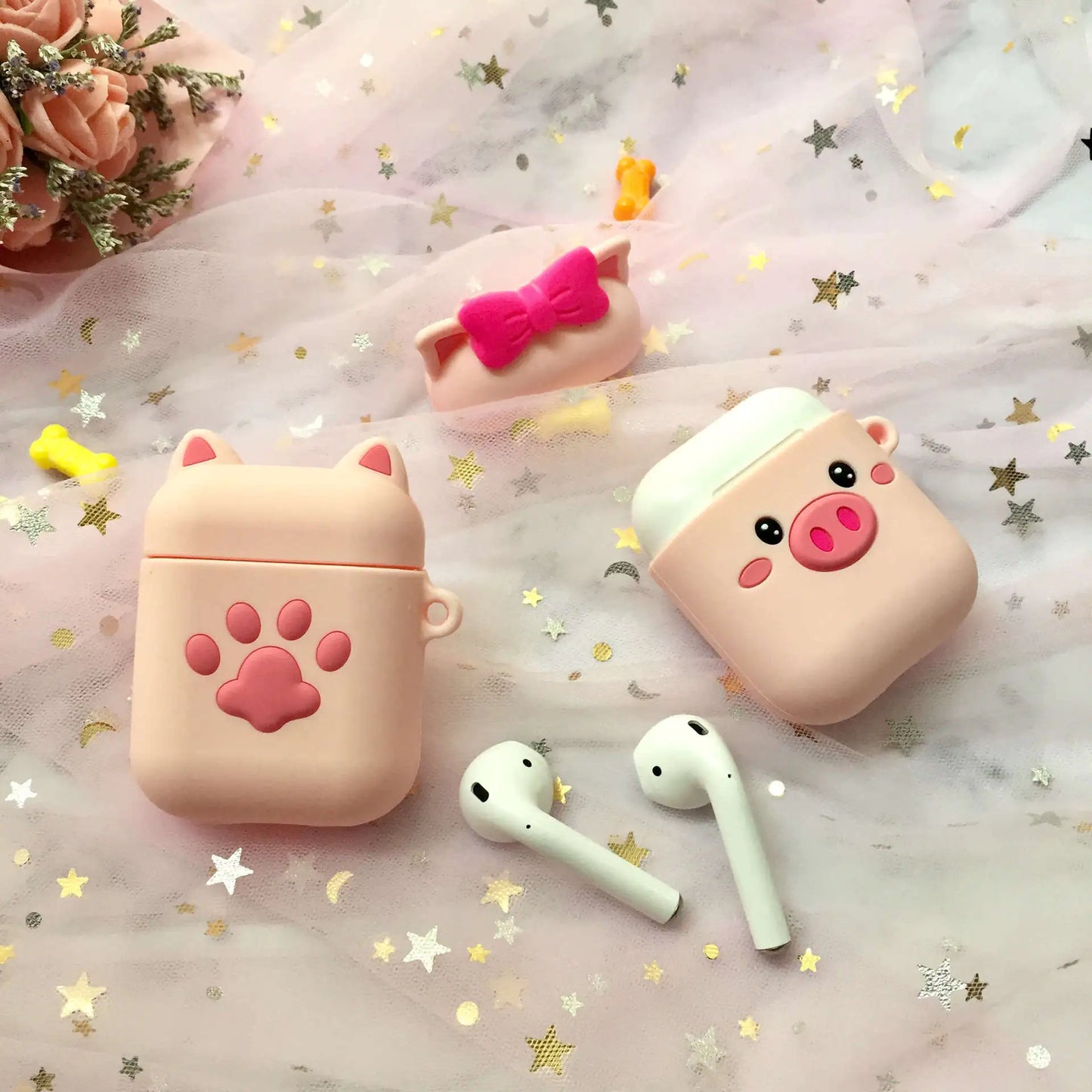 Cute Pig Apple Wireless Bluetooth Earphone Case