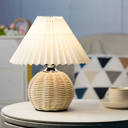 Nordic Pleated Table Lamp for Bedroom with LED Light