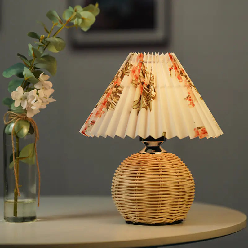 Nordic Pleated Table Lamp for Bedroom with LED Light