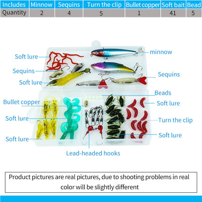 Lure Bait Set with Soft Baits and Minnow Combinations