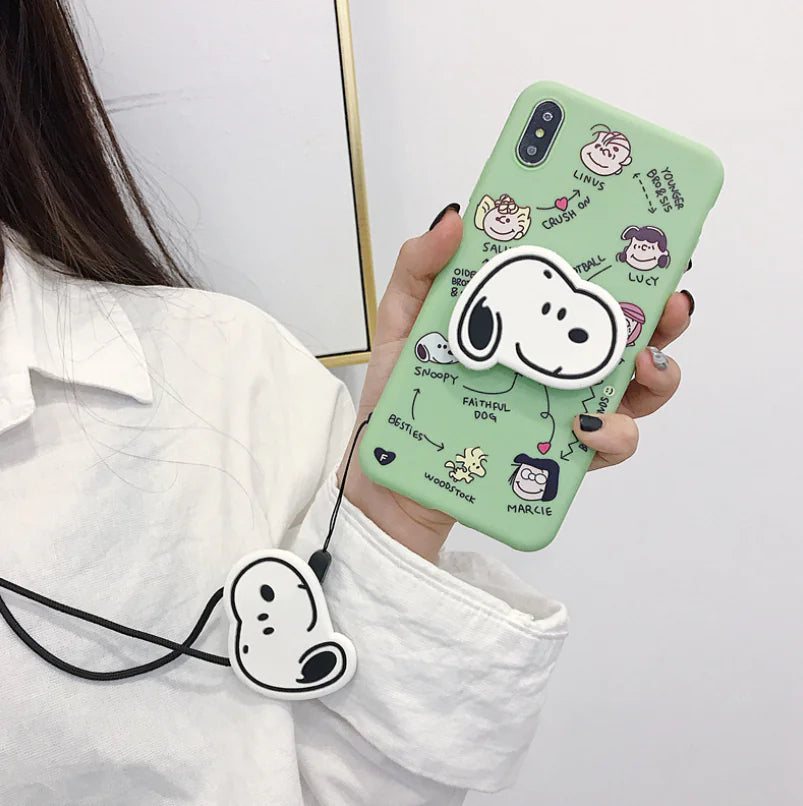 Cute Snoopy Phone Case with Stand and Protector