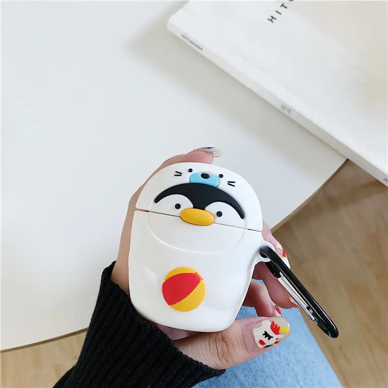 Cute Penguin Silicone AirPods Case for Wireless Earbuds