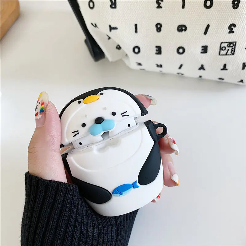 Cute Penguin Silicone AirPods Case for Wireless Earbuds